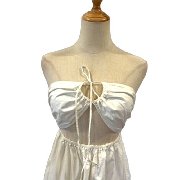 Mikoh Resort White Midi Dress Halter Drawstring Cut Out Size 1/Small Summer - Picture 3 of 9